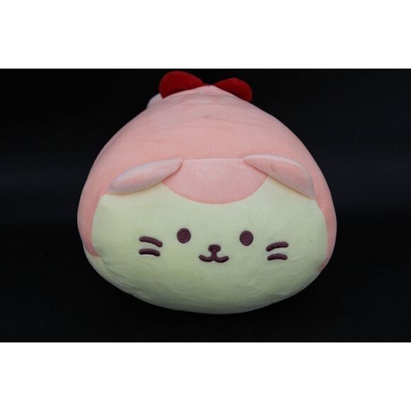 Anirollz Kittiroll Cat Plush Stuffed Animal Pink and White Red Bow Tail - Picture 1 of 6